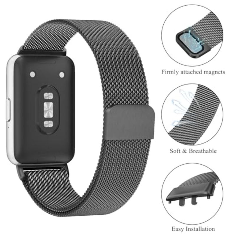 Smartwatch strap for Samsung Galaxy Fit 3, stainless steel band with magnetic buckle, silver, adjustable fit for women and men - Image 2