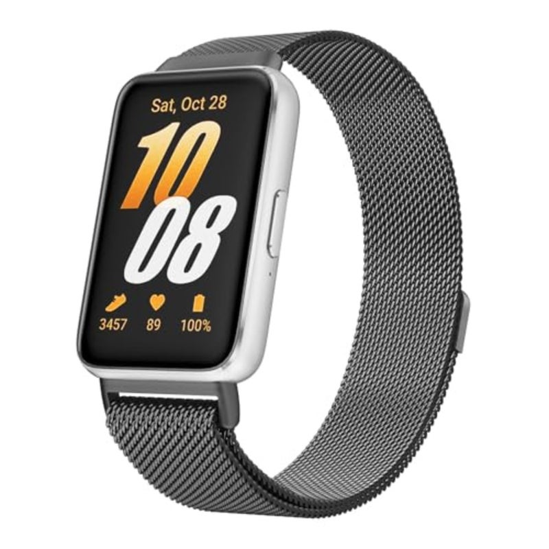 Smartwatch strap for Samsung Galaxy Fit 3, stainless steel band with magnetic buckle, silver, adjustable fit for women and men - Image 1