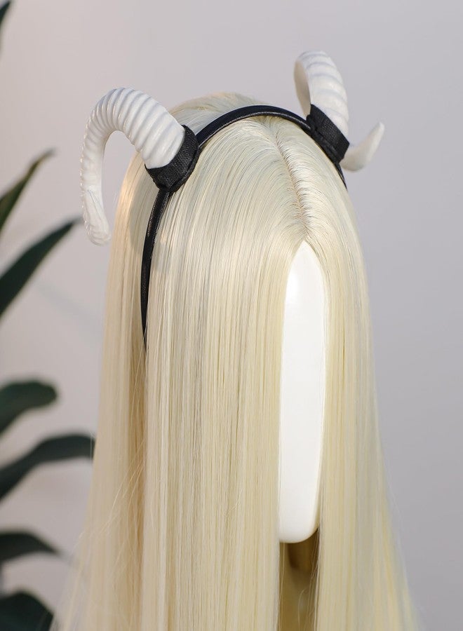 MOSTORY Sheep Horns Headband White - Devil Horn Headband Goat Horns Hairband for Men Women Renaissance Renfaire Accessory Halloween Outfit Cosplay - Image 3