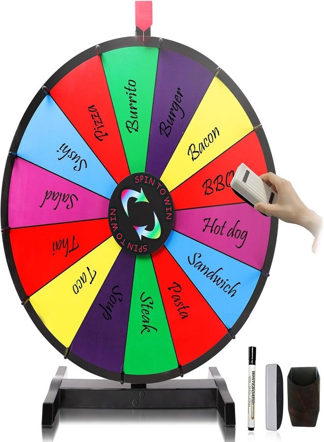 Hooomyai 18" Tabletop 14 Slots Spinning Prize Wheel with Durable Base Stand, Spin Wheel for Prizes Fortune Spinner with Dry Erase Markers and Eraser for Game Carnival Trade Show Party - Image 1