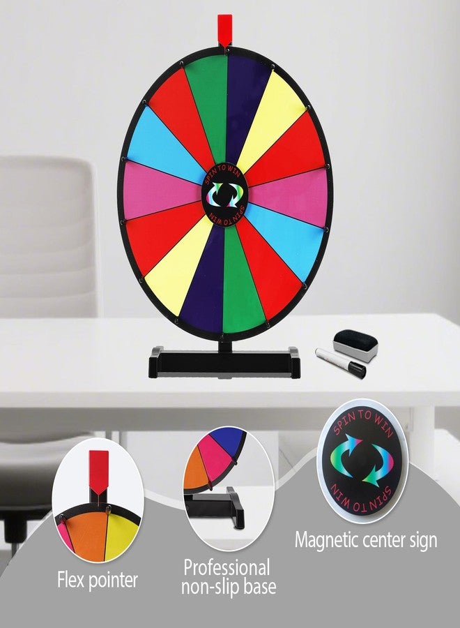 Hooomyai 18" Tabletop 14 Slots Spinning Prize Wheel with Durable Base Stand, Spin Wheel for Prizes Fortune Spinner with Dry Erase Markers and Eraser for Game Carnival Trade Show Party - Image 4