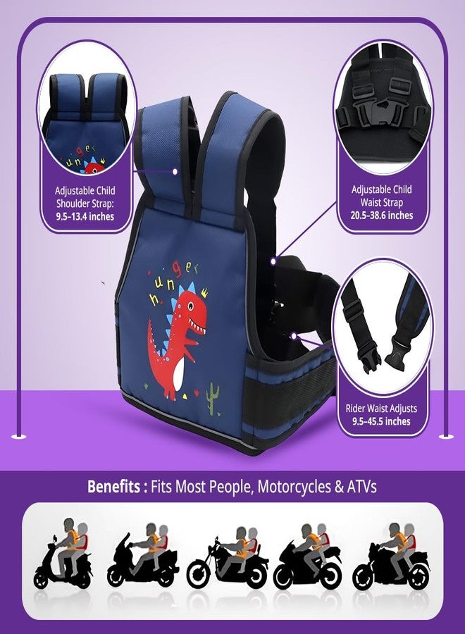 TONY STARK Kids Safety Belt For Two Wheeler With Reflective Strips, Portable Seat Belt Children Motorcycle Harness For Motorcycle Bike, Adjustable Safety Harness For Boys Girls (Fossil Force) - Image 2