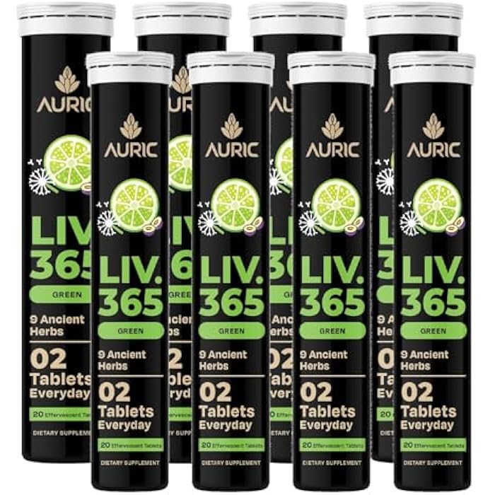Auric Liv365 Liver Detox Supplement 160 Tablets | Lemon Flavour Advanced Herbal Formula for Liver Health, Detox & Cleansing - Image 1
