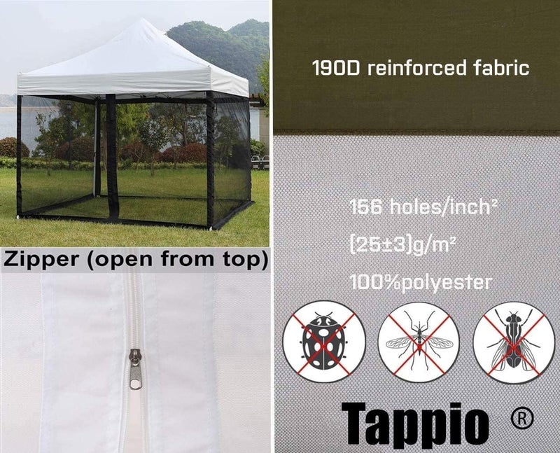 Tappio PCAFRS Mosquito Net with Zipper for Outdoor Camping Mosquito Net DIY Canopy Screen Wall Outdoor Mosquito Net for 10 x 10' Patio Gazebo and Tent (Only Mosquito Net Outdoor Tent Not Including) - Image 5