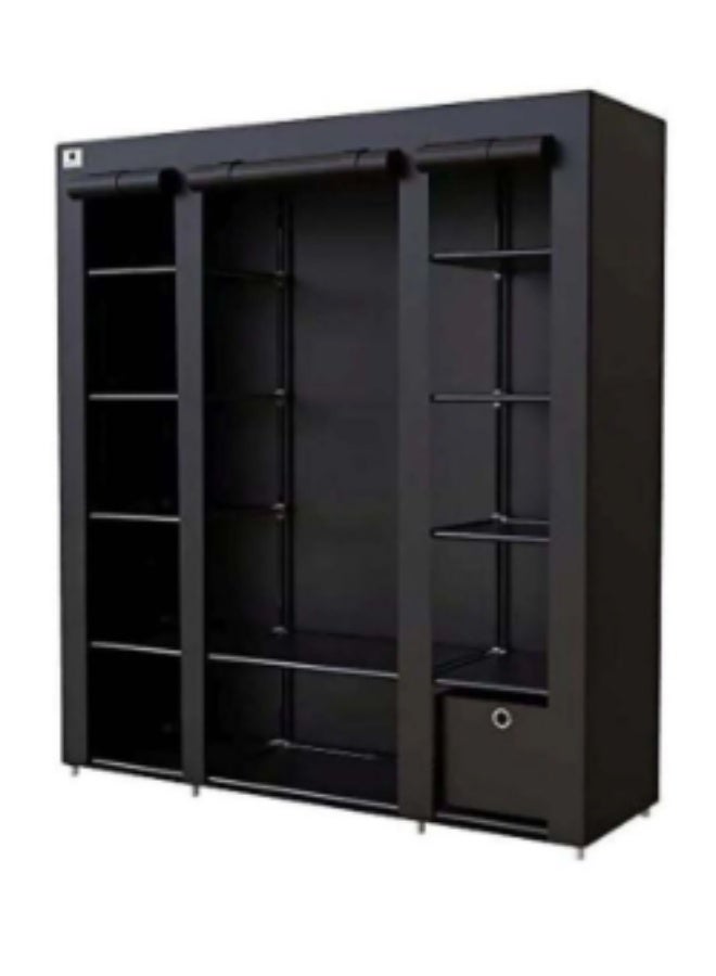 Portable Bedroom Wardrobe Black 130x175x45cm