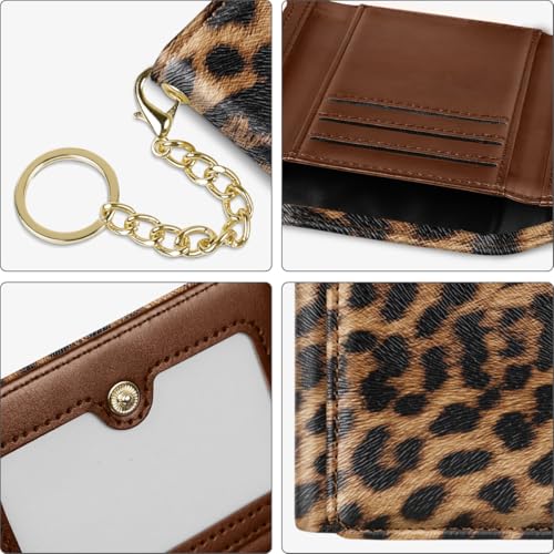 Simikol Trifold Womens Wallet Small Slim RFID Blocking Card Wallet Cute Credit Card Holder Leather Mini Purse with Cash Pocket 7 Card Slots ID Window, Leopard - Image 4