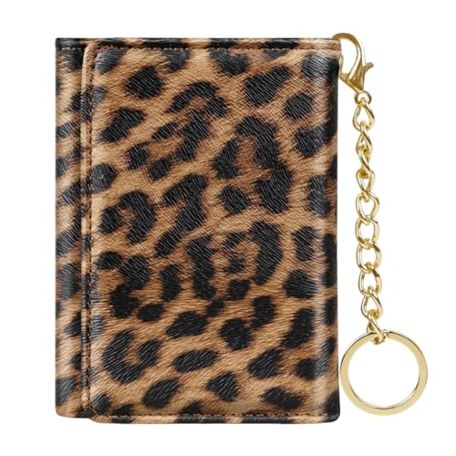Simikol Trifold Womens Wallet Small Slim RFID Blocking Card Wallet Cute Credit Card Holder Leather Mini Purse with Cash Pocket 7 Card Slots ID Window, Leopard - Image 1