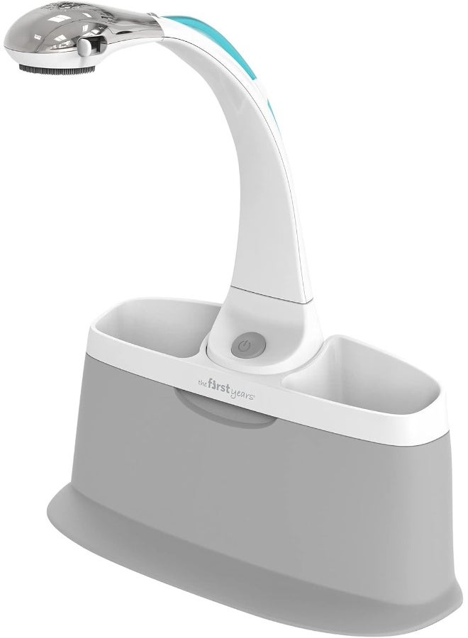 The First Years Rain Shower Baby Shower Head - Soothing Attachable Baby Spa Sprayer - Baby Bathtub Shower Head with Rotating Arm - Image 1