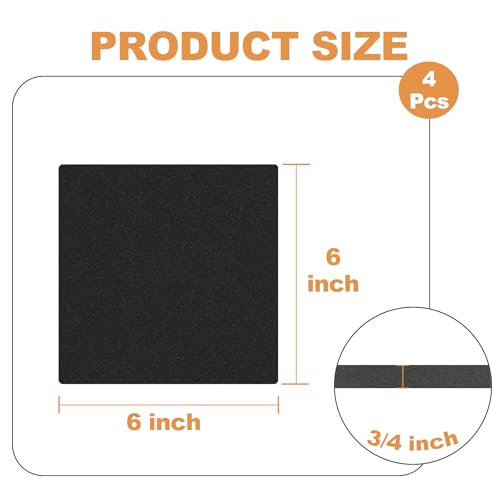 Storystore 4 Pcs Foam Padding Sheets - 6" x 6" x 3/4" Self Adhesive Closed Cell Foam Neoprene Rubber Sheets Insulation Anti Vibration Rubber Pads with Adhesive, Black - Image 2