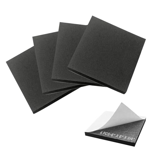 Storystore 4 Pcs Foam Padding Sheets - 6" x 6" x 3/4" Self Adhesive Closed Cell Foam Neoprene Rubber Sheets Insulation Anti Vibration Rubber Pads with Adhesive, Black - Image 1