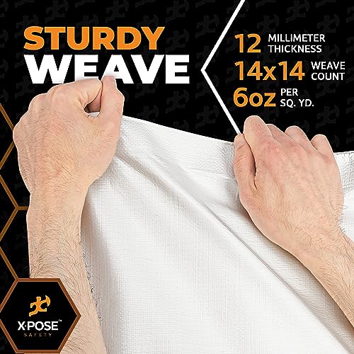 xpose safety Heavy Duty White Poly Tarp 6' X 8' - Multipurpose Protective Cover - Durable, Waterproof, Weather Proof, Rip and Tear Resistant - Extra Thick 12 Mil Polyethylene - by Xpose Safety - Image 5