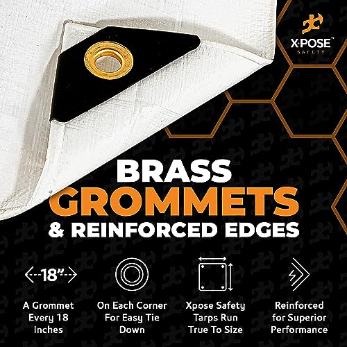 xpose safety Heavy Duty White Poly Tarp 6' X 8' - Multipurpose Protective Cover - Durable, Waterproof, Weather Proof, Rip and Tear Resistant - Extra Thick 12 Mil Polyethylene - by Xpose Safety - Image 3