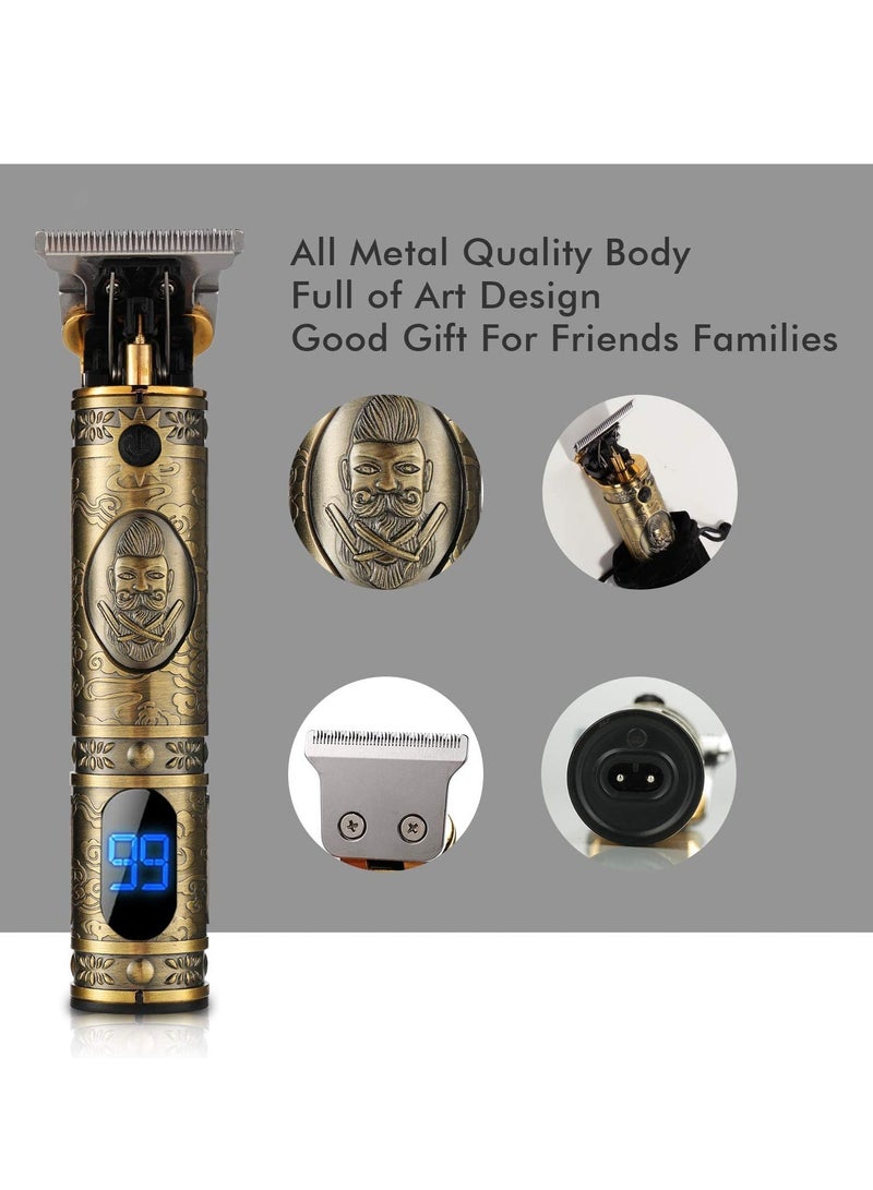 ELTRAZONE Upgraded Hair Trimmer Beard Clippers for Men Professional USB Electric Hair Clippers for Hair Cutting T Blade Gold Trimmers Pro Li Cordless Outliner Zero Gaped Rechargeable Retro Trimmer LED Display - Image 3