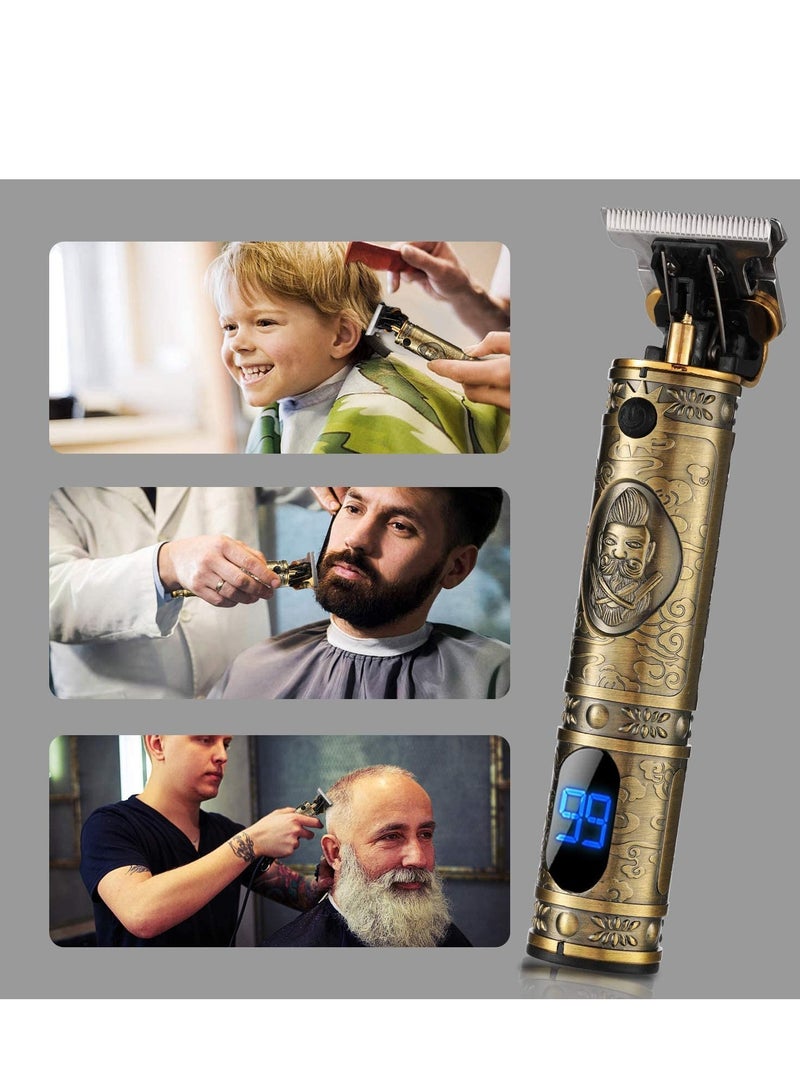 ELTRAZONE Upgraded Hair Trimmer Beard Clippers for Men Professional USB Electric Hair Clippers for Hair Cutting T Blade Gold Trimmers Pro Li Cordless Outliner Zero Gaped Rechargeable Retro Trimmer LED Display - Image 2