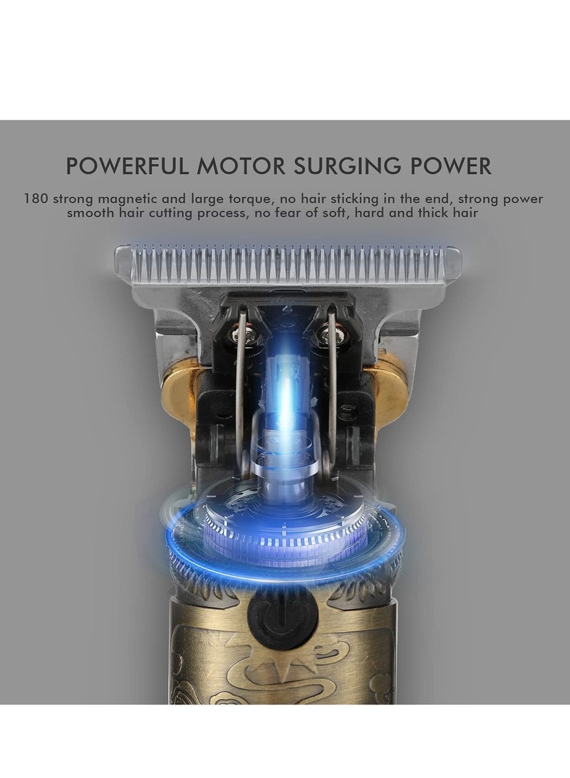 ELTRAZONE Upgraded Hair Trimmer Beard Clippers for Men Professional USB Electric Hair Clippers for Hair Cutting T Blade Gold Trimmers Pro Li Cordless Outliner Zero Gaped Rechargeable Retro Trimmer LED Display - Image 4