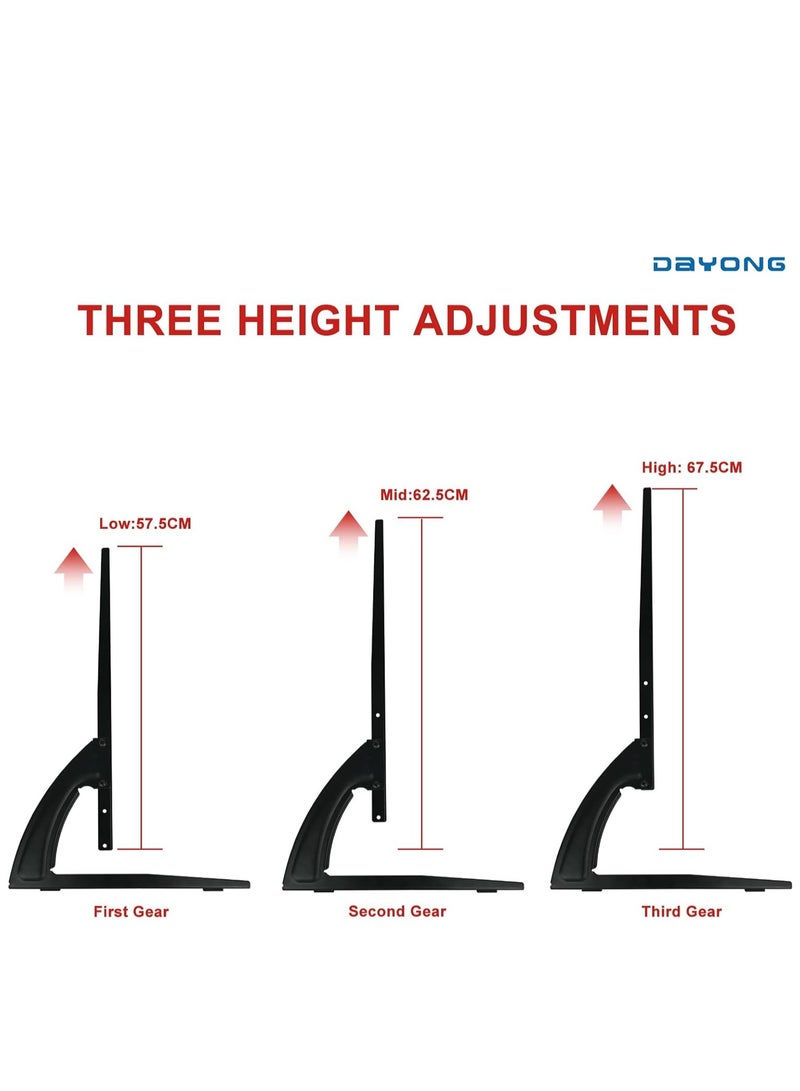 Universal TV Stand, Tabletop TV Stand Mount, 3 Settings Height Adjustable TV Base, TV Base Stand for Most 32 to 75 inch TVs, Max VESA 800 x 500mm(Style 9) - Image 3