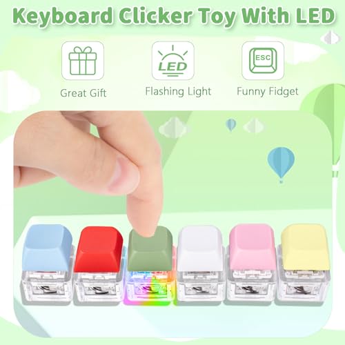 FunisFun Keyboard Fidget Toy for Adults Keyboard Clicker with LED Light Keychain Fidget Stress Relief Sensory Toy - Image 3