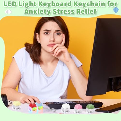 FunisFun Keyboard Fidget Toy for Adults Keyboard Clicker with LED Light Keychain Fidget Stress Relief Sensory Toy - Image 4