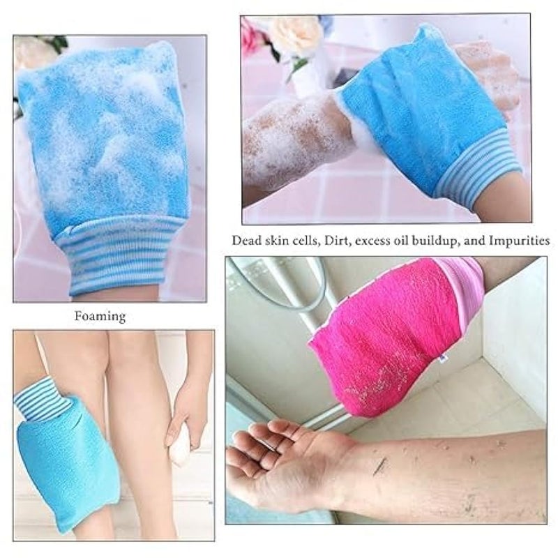 Set of 2 Natural Korean Exfoliating Gloves, Bath Body Scrubber Gloves, Dead Skin Remover, Deep Cleaning, Use with Soap, Body Scrubs, or Shower Gel Random Colors - Image 4