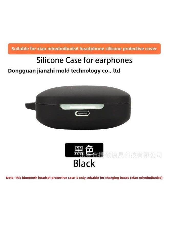 Suitable For Red Rice Redmi Buds 6 Bluetooth Headset Protective Case Silicon Soft Rubber Shockproof Charging Bin Earphone Case-Colour:Black-Model:Buds - Image 1