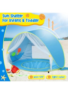 Monobeach Baby Beach Tent Beach Canopy Sun Shelter Upf50+ Uv Protection Baby Pool With Canopy Easy Set Up Pop Up Baby Beach Shade Pool For Toddlers Outdoor Camping Pool Fun (Front Mesh Blue)  - Image 3