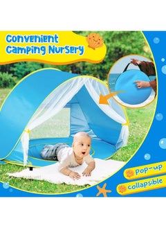 Monobeach Baby Beach Tent Beach Canopy Sun Shelter Upf50+ Uv Protection Baby Pool With Canopy Easy Set Up Pop Up Baby Beach Shade Pool For Toddlers Outdoor Camping Pool Fun (Front Mesh Blue)  - Image 5
