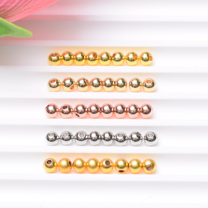 100Pcs Metal Beads Stainless Steel Sturdy Durable Glossy Surface Wide Application Jewelry Beads for Earrings Necklace - Image 4
