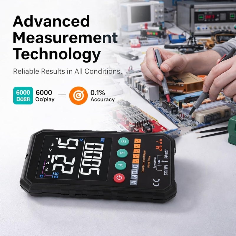 Digital Multimeter Portable Electrical Voltmeter Tester with HD Screen, Automatic Identification, Dual Modes - Intelligent Anti Burn, NCV Detection, Ideal for AC DC Voltage Testi - Image 3