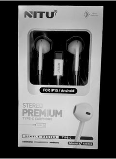 NITU Earpods with USB C Wired Earbuds with Microphone & Volume Control, In-ear Headphones WHITE