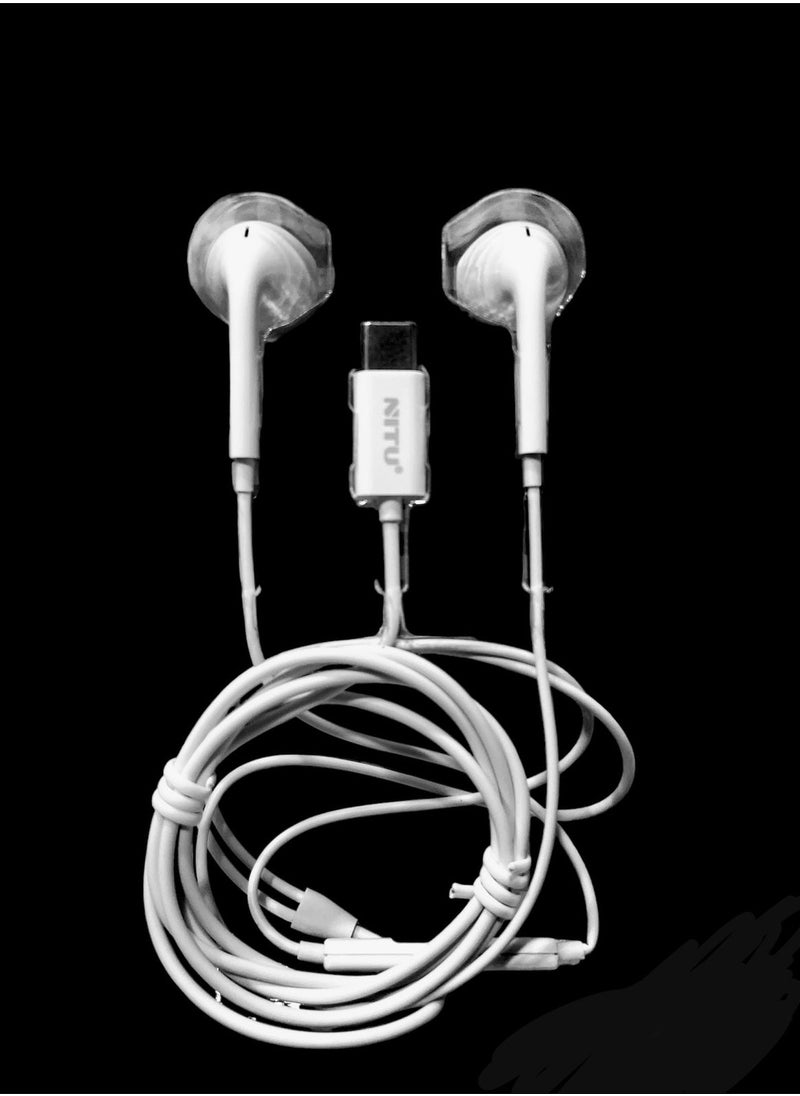 Nitu - NITU Earpods with USB C Wired Earbuds with Microphone & Volume Control, In-ear Headphones WHITE - Image 1