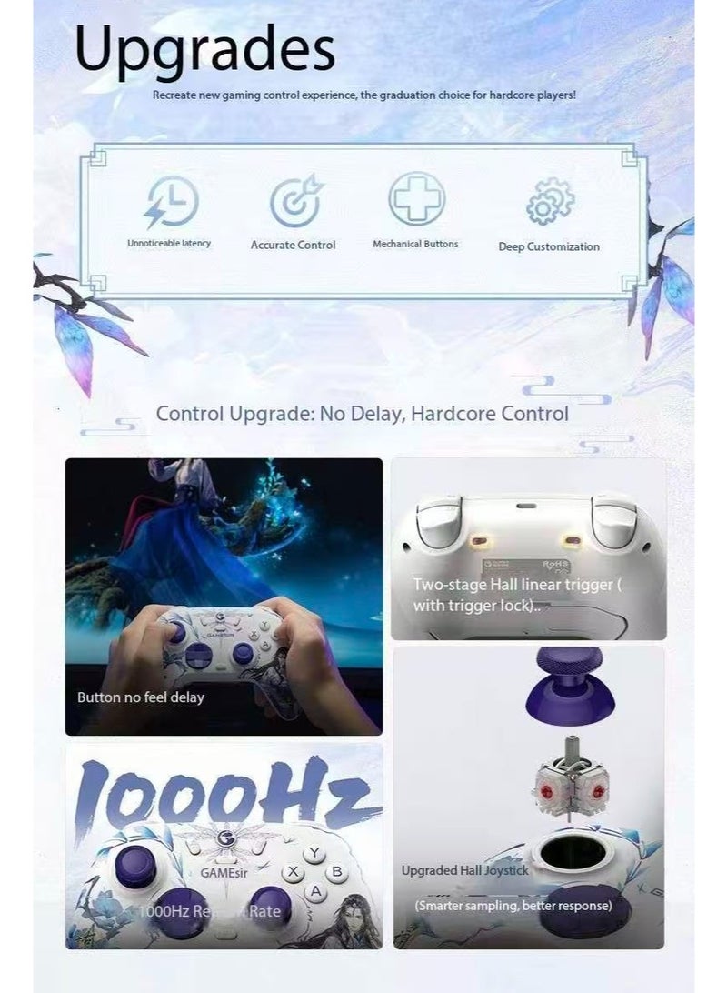 general Classic Gamepad Nova 2 Lite Swordsmen Co-Branded Edition Wire/Wireless Gaming Controller for Switch/Steam/PC Android/ iOS with Hall Effect Joysticks & Triggers, 1000Hz Polling Rate, Rumble Motor, Two Back Button, 600mAh Battery, Anti-Slip Laser-Textured Grips - Image 5