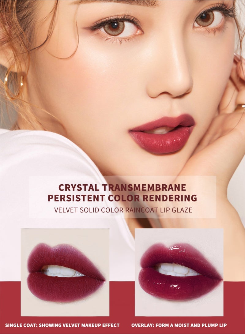 Vibely 1 Pc Velour Color Fixing Raincoat Lip Gloss, Waterproof Long Lasting Moisturizing Double Headed Lipstick Dual Purpose Lip Plumper for Women - Image 2