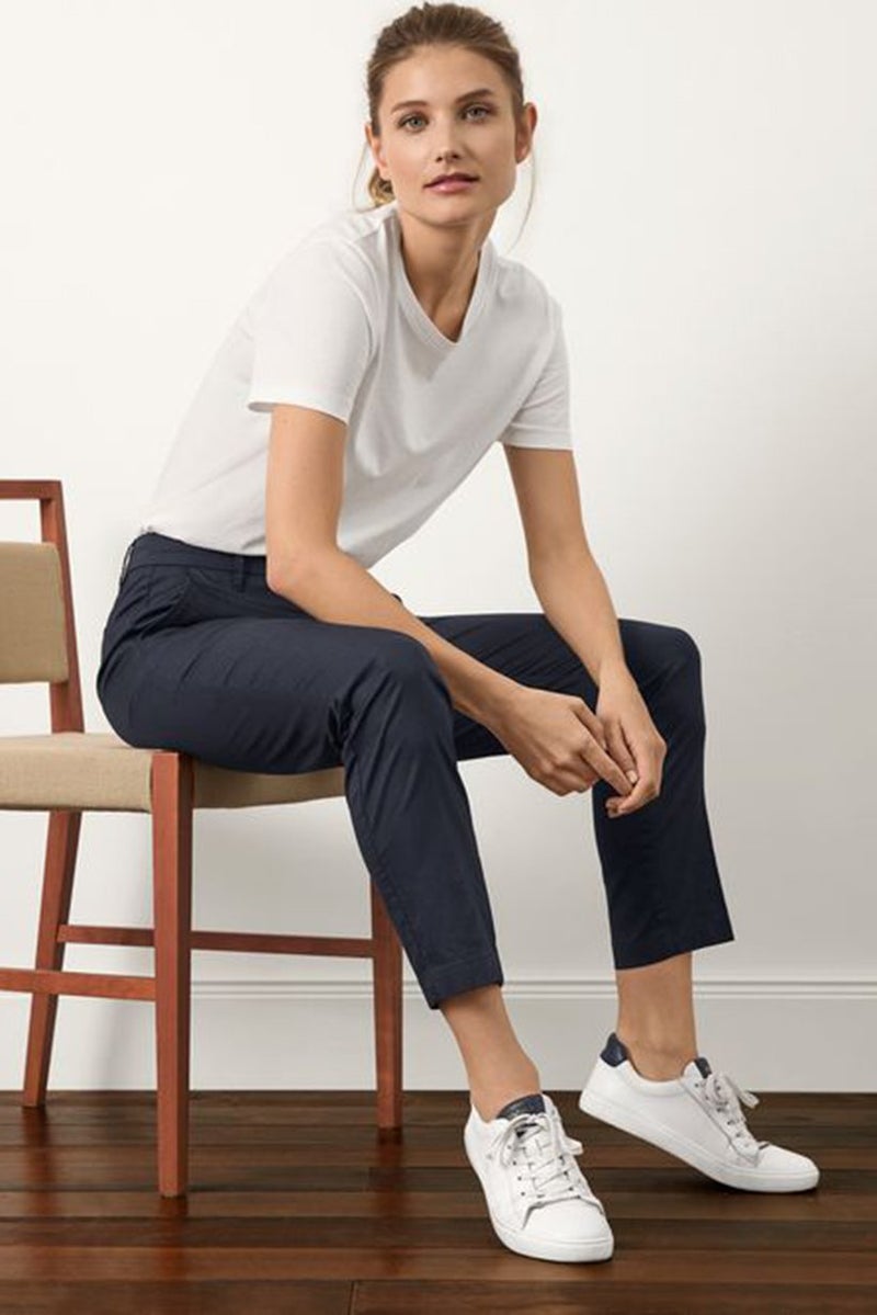 Tchibo Women Straight Leg Plain Chino Pants, Navy - Image 1