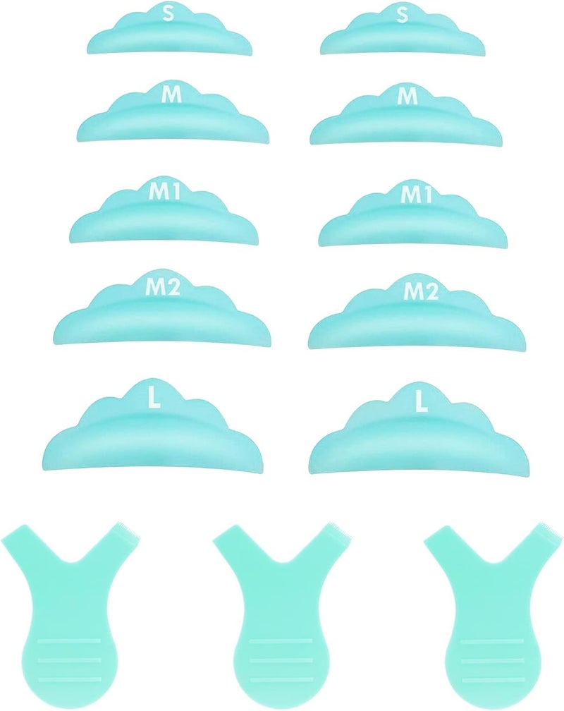 Libeauty Lash Lift Pads DIY Eyelash Lifting Lash Perm Rods Y Brush Tool 10 Pcs5sizes Lash Perming Shield Pads with Brush Reusable Soft Silicone Curler Shields Green