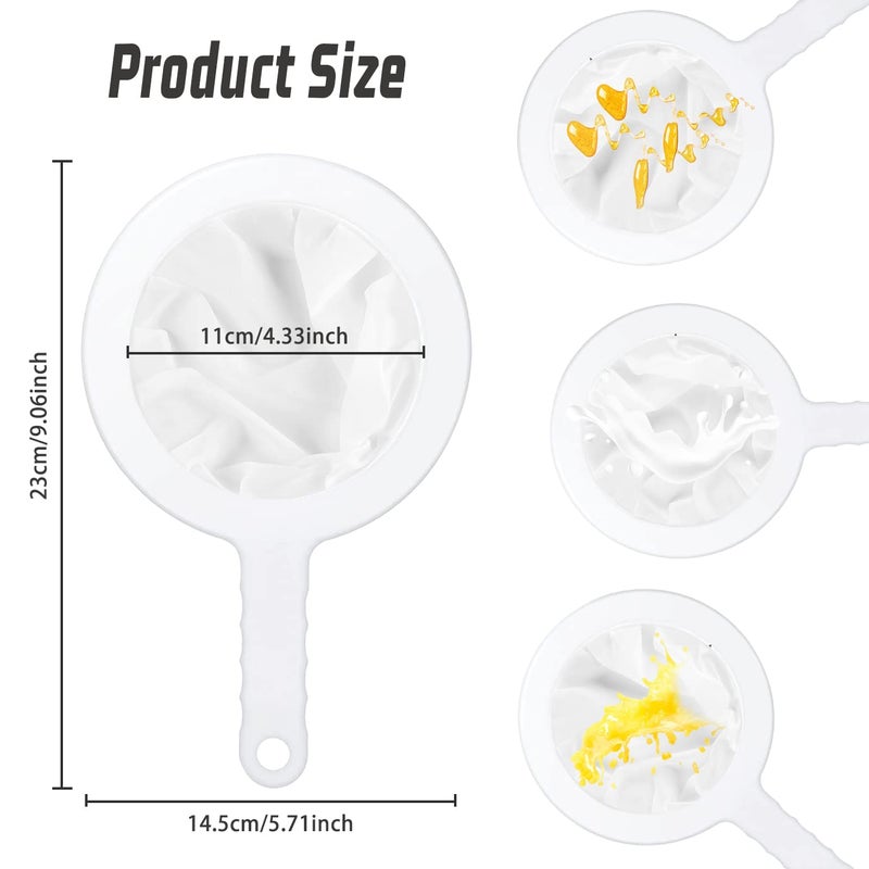 Wxj13 3 Pieces Ultra-Fine Nylon Mesh Strainer  Food Yogurt Mesh  Plastic Sieve Fine Mesh Colander With Handle For Filtering Juice Milk Soy Coffee Honey Wine Yogurt (100/200/400Mesh) - Image 2