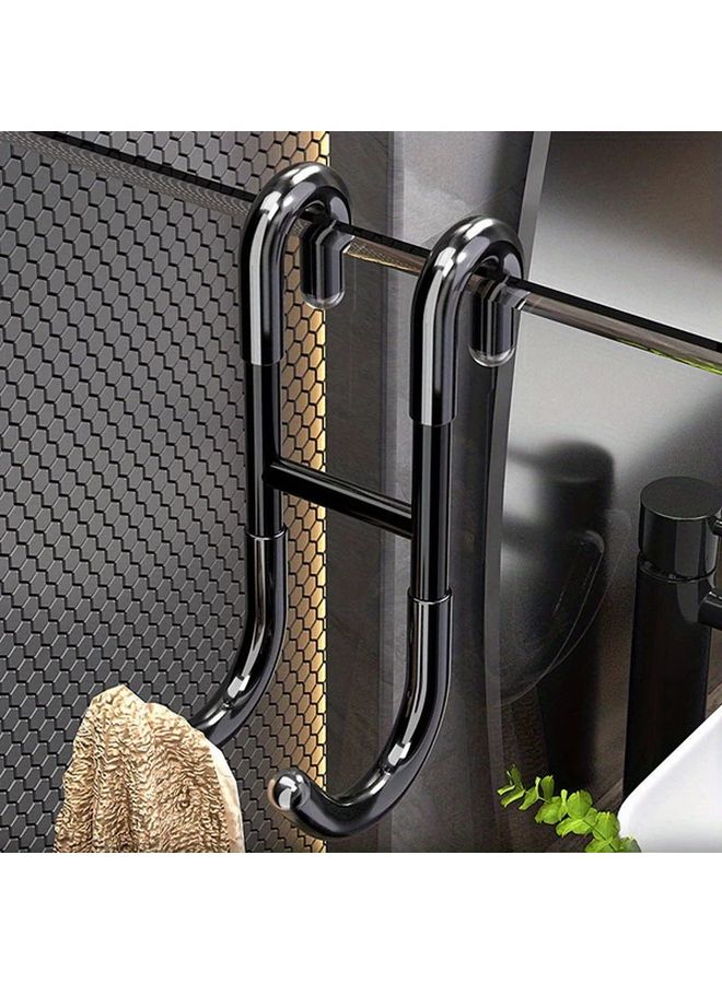 Black Stainless Steel Towel Hook Drill Free Heavy Duty Bathroom Hanger - Image 1