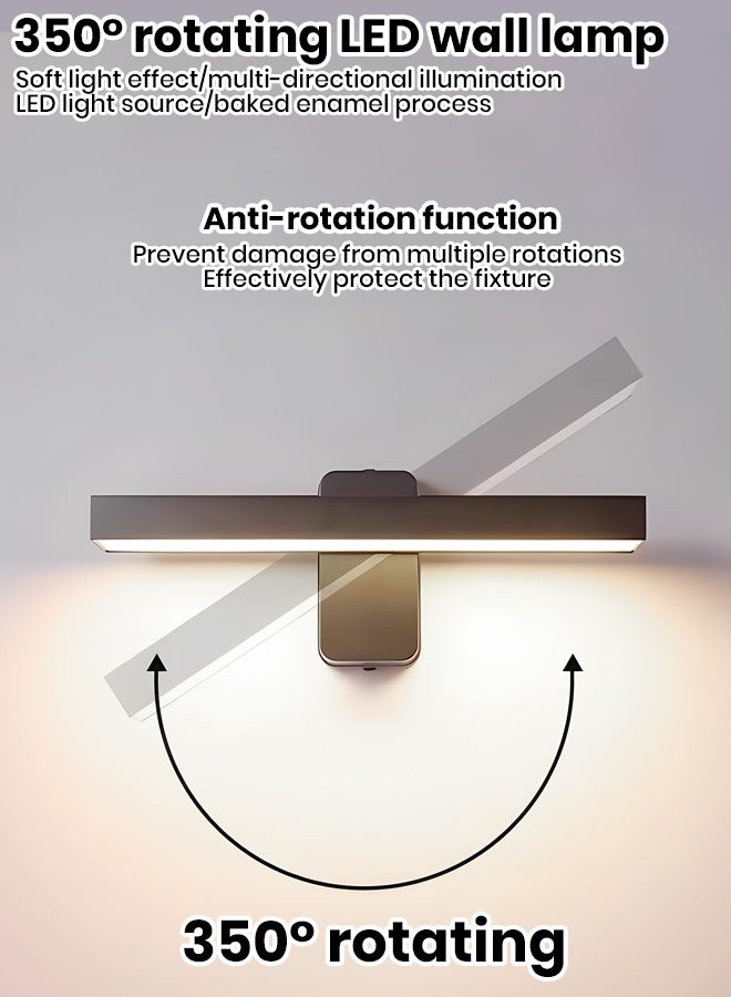 YATAI LIGHTING Modern LED Wall Light, 24W Waterproof Outdoor Sconce, 40cm Black Rotatable Lamp with Warm Light 3000K for Bedroom, Dining Room, Halls, Bedside & Exterior Walls - Image 2