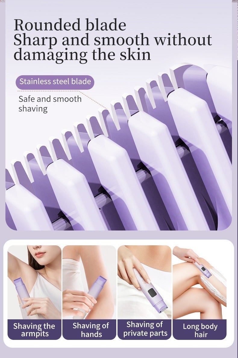 Electric Lady Shaver,Electric Razor,Bikini Trimmer,Lady Razor for Legs,Arm,Underarm,Bikini,Wet&Dry, IPX6 Waterproof, Rechargeable Trimmer with Type-C Charging,Men and Women(Purple) - Image 1