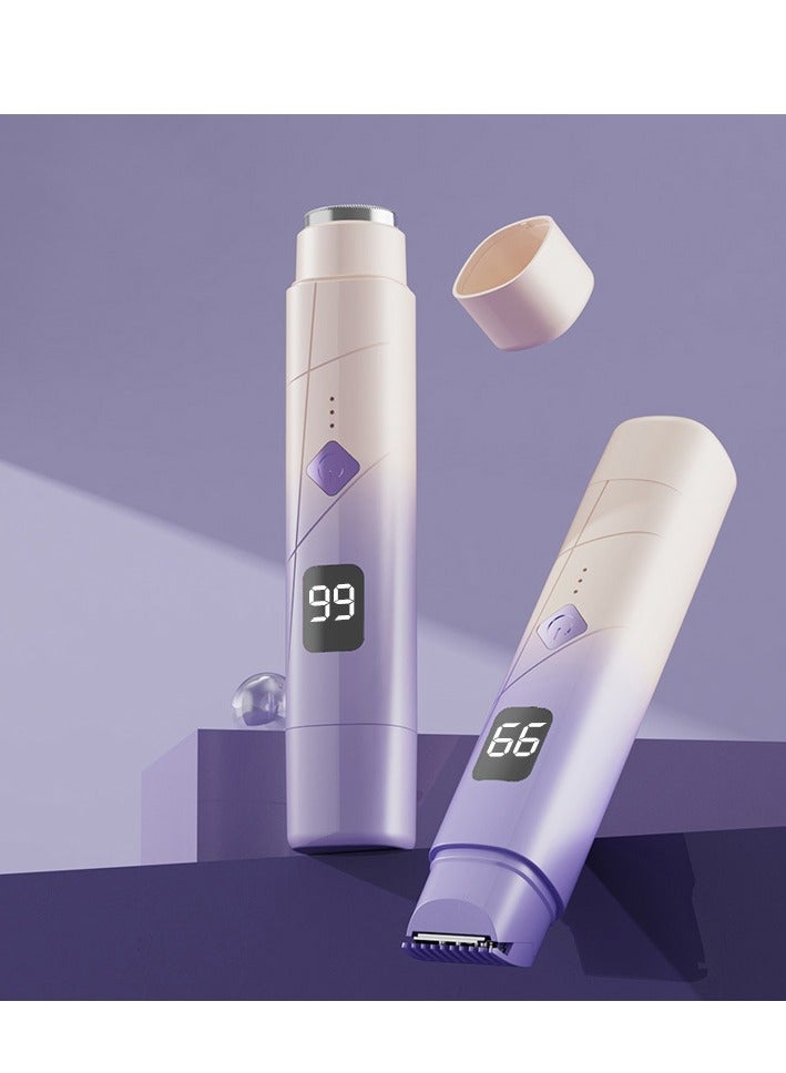 Women's Facial Hair Removal Device, Pain-Free Hair Remover, Includes 2 Replacement Heads, USB-Rechargeable Electric Shaver, Suitable for Full-Body Hair Removal on Women's Legs, Bikini Line, Arms, Underarms, and Face; Wet/Dry Use; IPX6 Waterproof; Rechargeable Trimmer with Type-C Charging (Purple) - Image 1