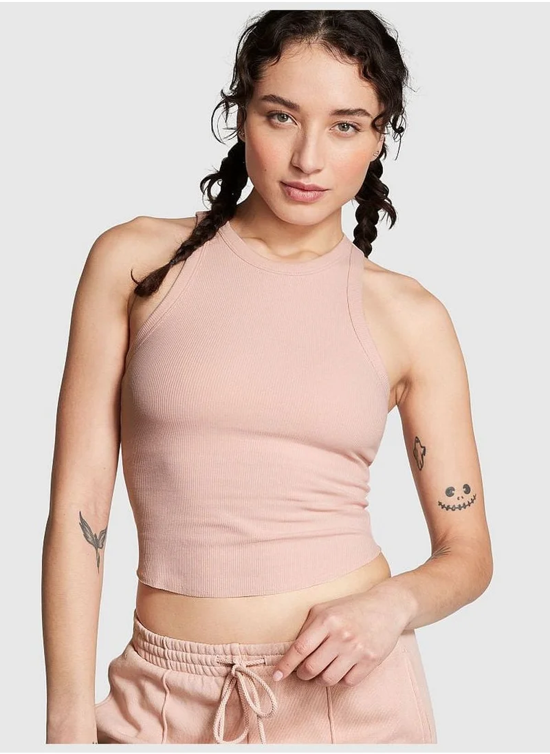 PINK High-Neck Ribbed Tank