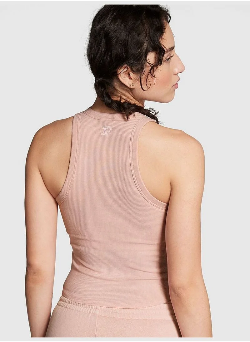 PINK High-Neck Ribbed Tank