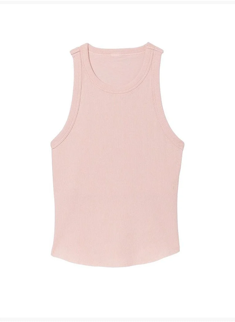 PINK High-Neck Ribbed Tank