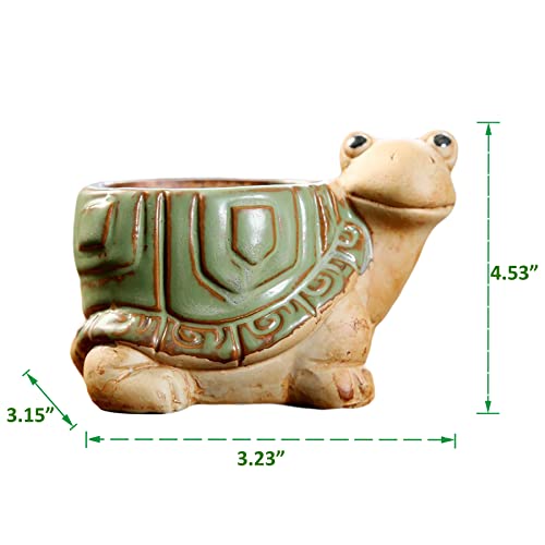 DIYOMR Small Ceramic Planter Pot, 4.3" Vintage Bronze Animal Planters Ceramic Flowerpot Succulent Pots Cactus Pot for Office Home Desktop Decor - Plants Not Included (Turtle Pot) - Image 5
