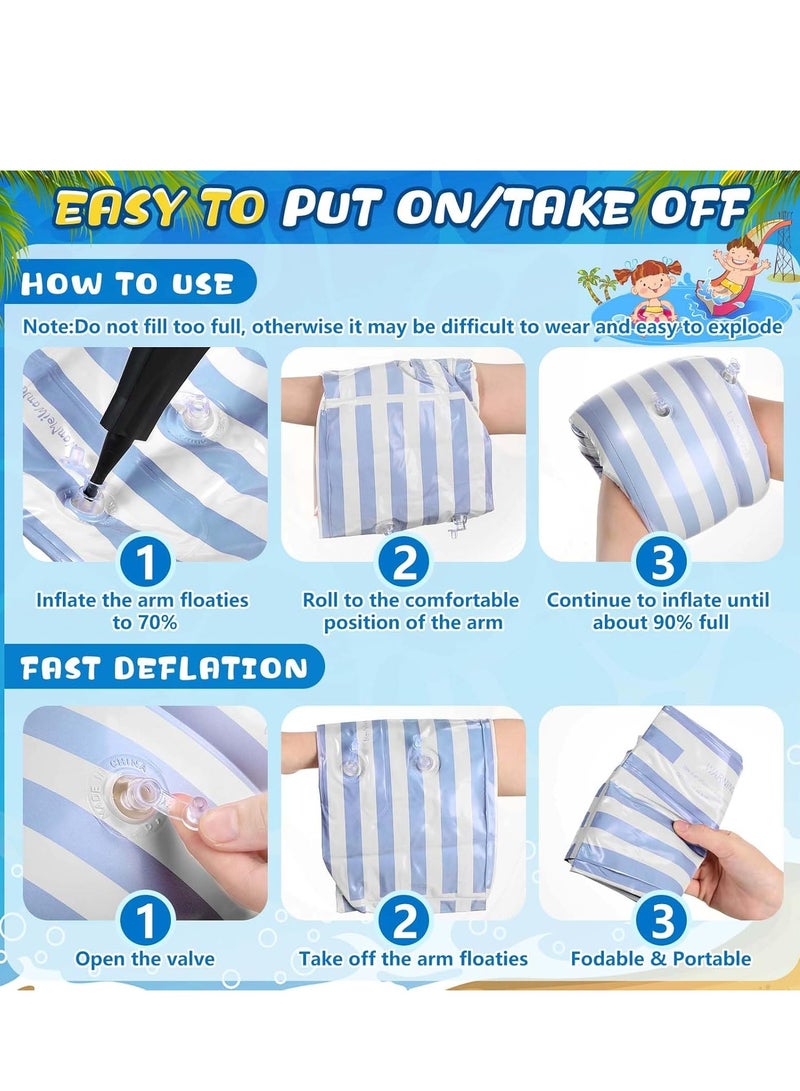 6 أجهزة كمبيوتر شخصية ذراع Floaties PVC نفخ ذراع الفرقة الشريطية حمام السباحة يعوم الأكمام ذراع السباحة حلقات العائمة للبنات البالغين الأولاد الرياضات المائية تعلم السباحة التدريب الصيف الشاطئ حفل البكالوريت - Image 3