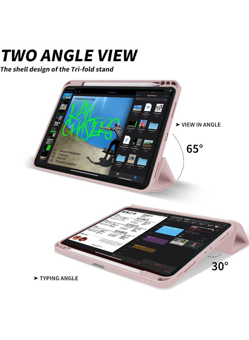 Captaintech Case for iPad 10th Generation 10.9 Inch 2022 Built-in Pencil Holder Flexible Back Cover, Trifold Stand, Auto Sleep Wake Rebound Series Pink - Image 5