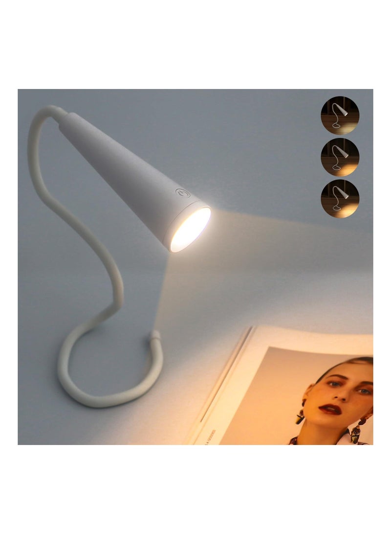 Captaintech Book Light for Reading, Rechargeable Neck Light with Gooseneck, 3 Colors Stepless Dimming Memory Function, for Knitting Camping Repairing, Portable LED Desk Lamp for Outdoor Travel Kids Gift(1 Pack) - Image 1