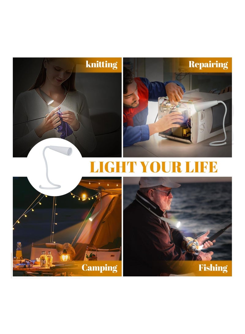 Captaintech Book Light for Reading, Rechargeable Neck Light with Gooseneck, 3 Colors Stepless Dimming Memory Function, for Knitting Camping Repairing, Portable LED Desk Lamp for Outdoor Travel Kids Gift(1 Pack) - Image 3