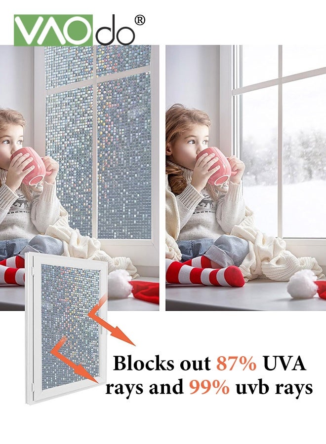 VAOdo 3D Window Film, No Glue Privacy for Glass Sticker, Window Privacy,  Decorative Stained Glass Window Film, Static Window Clings Removable Privacy Film for Glass Door Heat Blocking UV Anti 80*300CM - Image 5