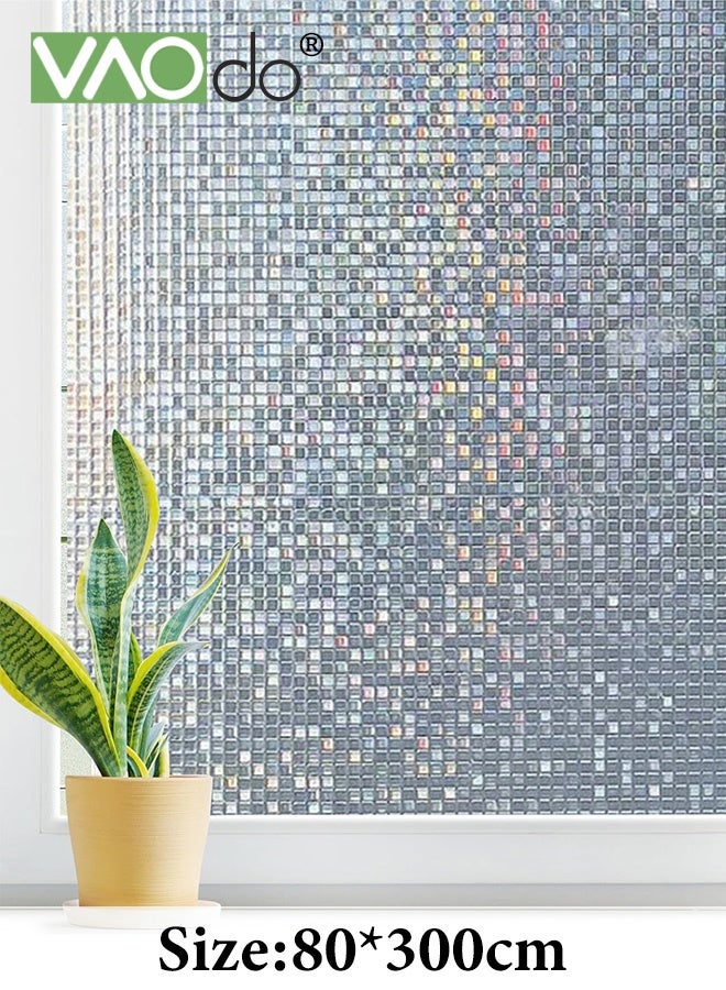 VAOdo 3D Window Film, No Glue Privacy for Glass Sticker, Window Privacy,  Decorative Stained Glass Window Film, Static Window Clings Removable Privacy Film for Glass Door Heat Blocking UV Anti 80*300CM - Image 3