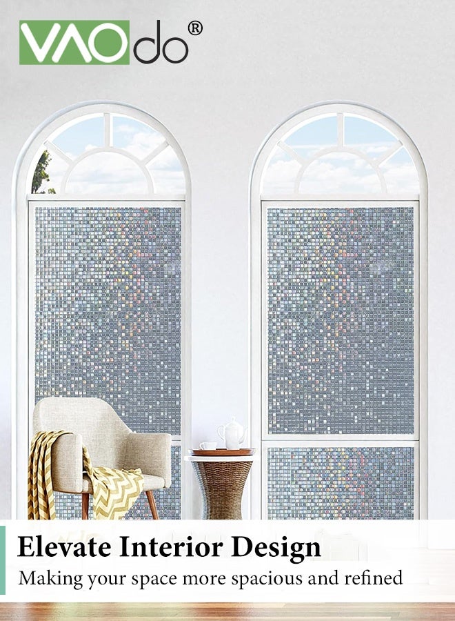 VAOdo 3D Window Film, No Glue Privacy for Glass Sticker, Window Privacy,  Decorative Stained Glass Window Film, Static Window Clings Removable Privacy Film for Glass Door Heat Blocking UV Anti 80*300CM - Image 4